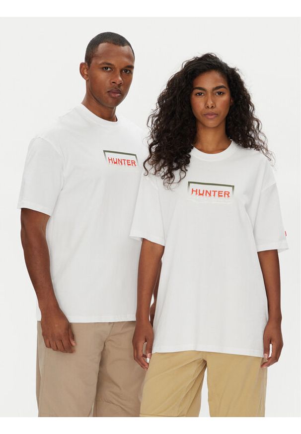 Hunter T-Shirt Abele UNISEX HARU0007251 Biały Regular Fit. Kolor: biały. Materiał: bawełna