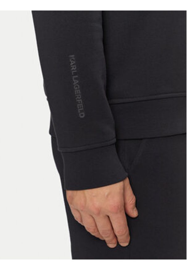 Karl Lagerfeld - KARL LAGERFELD Bluza 705710 551900 Granatowy Regular Fit. Typ kołnierza: dekolt w karo. Kolor: niebieski. Materiał: bawełna