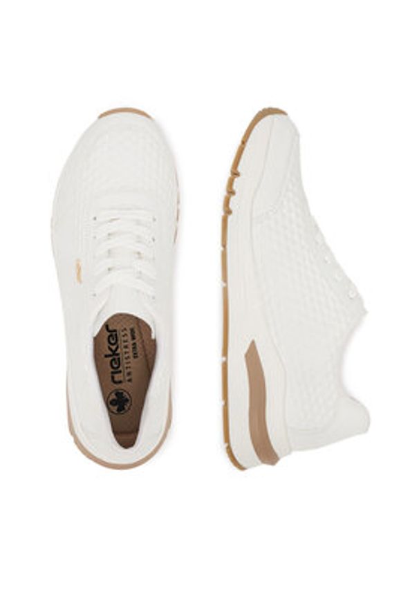 Rieker Sneakersy M6608-80 Biały. Kolor: biały. Materiał: skóra