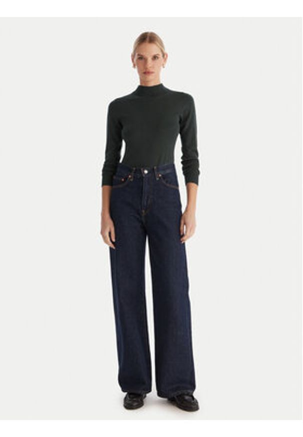 ACCESS FASHION Golf 54-8074 Zielony Slim Fit. Typ kołnierza: golf. Kolor: zielony. Materiał: wiskoza