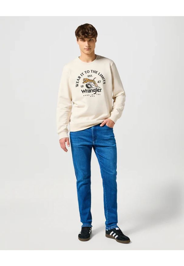 Wrangler - MESKA BLUZA WRANGLER CREWNECK SWEATSHIRT VINTAGE WHITE 112357365. Styl: vintage