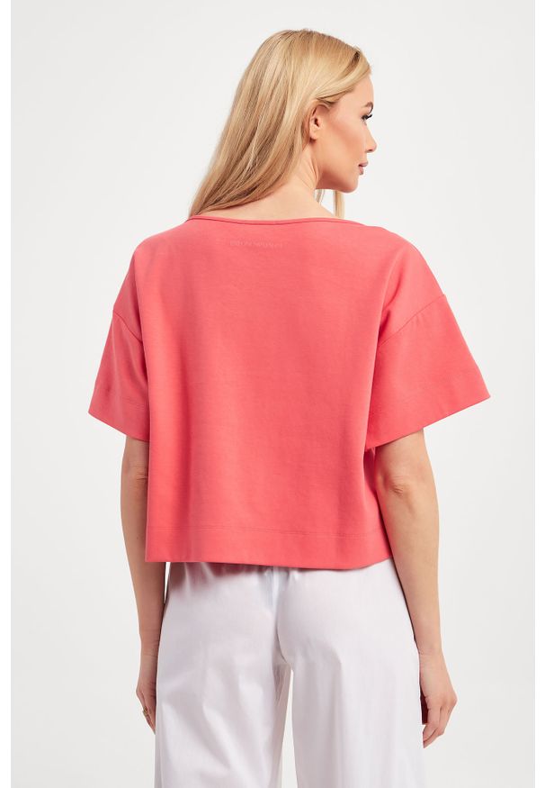 Emporio Armani - Bluza damska EMPORIO ARMANI. Długość rękawa: krótki rękaw. Długość: krótkie. Wzór: nadruk