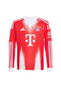 Adidas - Dziecięca koszulka podstawowa z długimi rękawami FC Bayern 25/26. Kolor: czerwony. Długość rękawa: długi rękaw. Długość: długie. Sport: piłka nożna