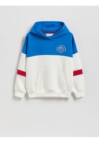 Reserved - Bluza oversize z kapturem - niebieski. Typ kołnierza: kaptur. Kolor: niebieski. Materiał: bawełna, dzianina