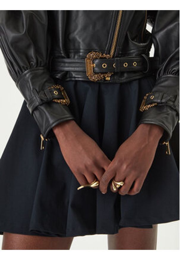 Versace Jeans Couture Kurtka skórzana 80HAVP00 CP009 Czarny Loose Fit. Kolor: czarny. Materiał: skóra