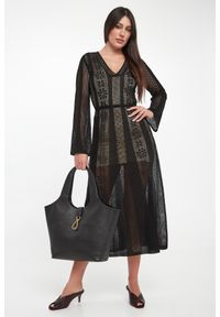 Twinset Milano - Sukienka ażurowa midi TWINSET. Wzór: ażurowy. Długość: midi #1