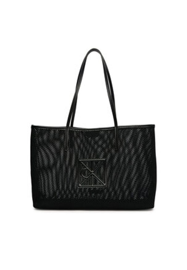 Calvin Klein Torebka Emblem Mesh Tote LV04F3380G Czarny. Kolor: czarny