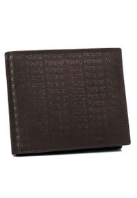 FOREVER YOUNG - Portfel skórzany Forever Young 701-SPG BROWN c. brązowy. Kolor: brązowy. Materiał: skóra. Wzór: gładki, aplikacja