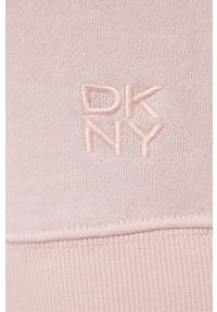 DKNY - Dkny bluza bawełniana DP1T8775 damska kolor różowy z kapturem gładka. Typ kołnierza: kaptur. Kolor: różowy. Materiał: bawełna. Wzór: gładki #2
