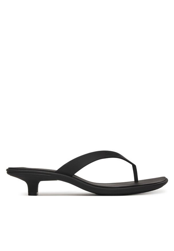 Calvin Klein Japonki Flip Flop Kitten Heel Thong Tpu HW0HW02965 Czarny. Kolor: czarny. Materiał: skóra