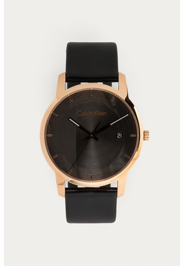 Calvin Klein - Zegarek K2G2G6C3. Kolor: czarny. Materiał: materiał, skóra