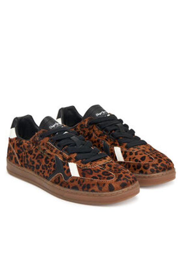 Pepe Jeans Sneakersy Ball Print W PLS000013 Brązowy. Kolor: brązowy. Materiał: skóra. Wzór: nadruk