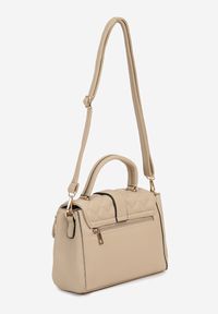 Born2be - Beżowa Torebka z Pikowaną Klapą na Ramię Lanothrea. Kolor: beżowy. Materiał: pikowane. Styl: klasyczny, elegancki, casual. Rodzaj torebki: na ramię