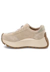 Sneakersy damskie Filippo, wykonane ze skóry naturalnej miękka i elastyczna cholewka klasyczny sznurowany fason, beżowe, DP7511/26 BE. Okazja: na co dzień. Zapięcie: sznurówki. Kolor: beżowy. Materiał: skóra. Szerokość cholewki: normalna #8