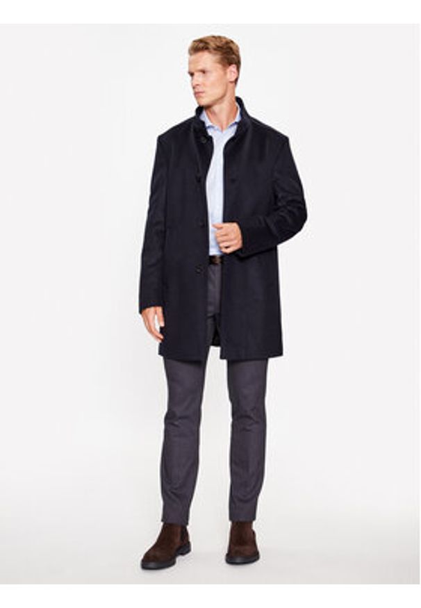JOOP! Płaszcz wełniany 30037689 Granatowy Regular Fit. Kolor: niebieski. Materiał: wełna