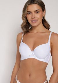 Born2be - Biały Klasyczny Biustonosz o Gładkim Wykończeniu Lamisa. Kolor: biały. Wzór: gładki #1