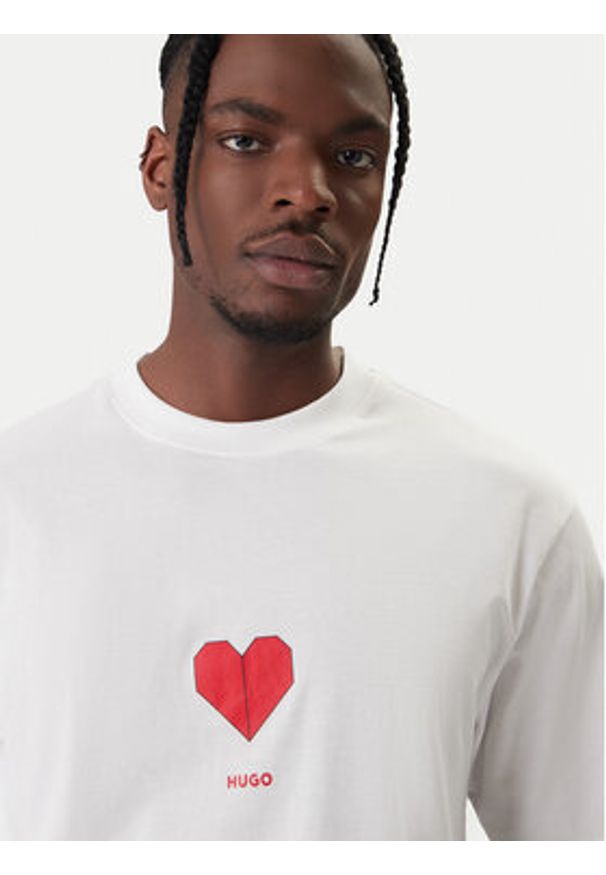 Hugo - HUGO T-Shirt Dalentin 50553429 Biały Relaxed Fit. Kolor: biały. Materiał: bawełna
