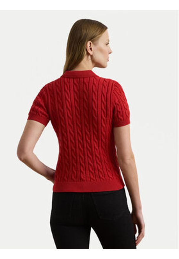 Lauren Ralph Lauren - LAUREN RALPH LAUREN Polo 200932224012 Czerwony Slim Fit. Typ kołnierza: polo. Kolor: czerwony. Materiał: bawełna