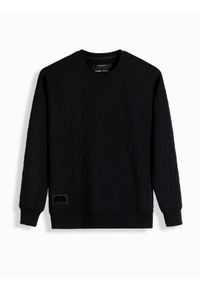 Ombre Clothing - Męska bluza RELAXED FIT z tłoczonymi literami – czarna V1 OM-SSNZ-0164 - XXL. Kolor: czarny. Materiał: bawełna, dzianina, materiał, poliester