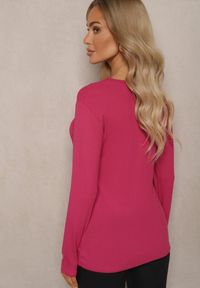 Renee - Fuksjowa Bluza Longsleeve z Bawełną Romala. Kolor: różowy. Materiał: bawełna. Długość rękawa: długi rękaw #3