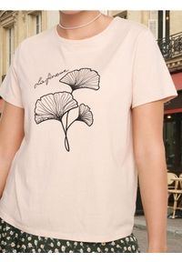 Sinsay - Bawełniana koszulka z nadrukiem - beżowy. Kolor: beżowy. Materiał: bawełna. Wzór: nadruk