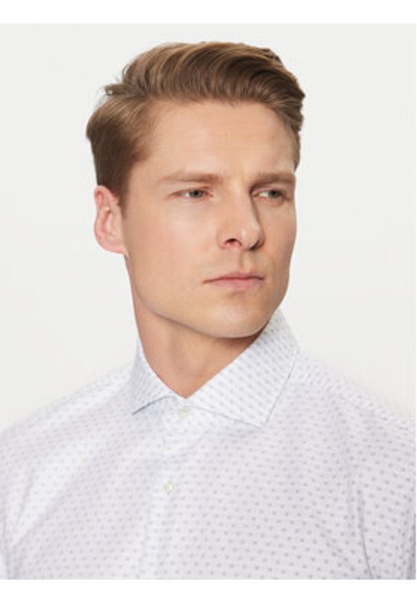 BOSS Koszula 50533039 Biały Slim Fit. Kolor: biały. Materiał: bawełna