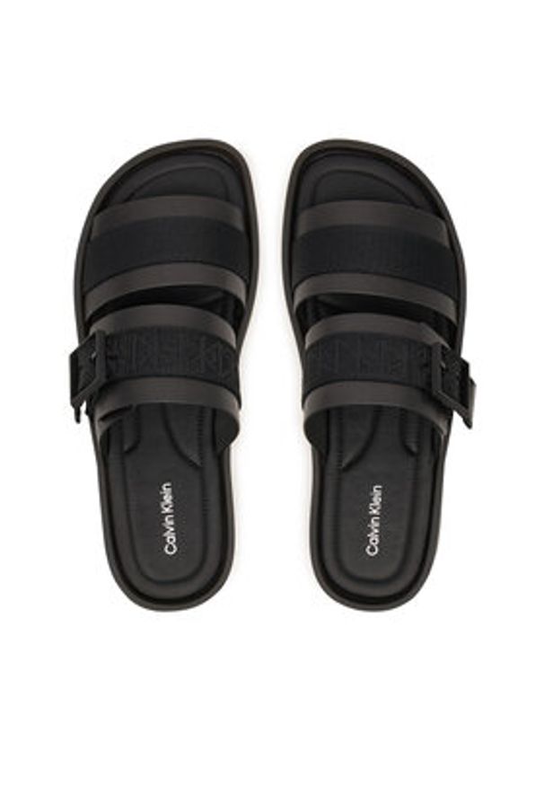 Calvin Klein Klapki Ergon Buckle Sandal Wb Lth Aop HM0HM02096 Czarny. Kolor: czarny. Materiał: skóra