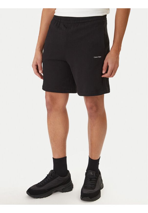 Calvin Klein Szorty sportowe Nano Logo LV04LF244G Czarny Regular Fit. Kolor: czarny. Materiał: bawełna. Styl: sportowy
