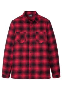 Koszula flanelowa Slim Fit bonprix czerwono-czarny w kratę. Kolor: czerwony #1