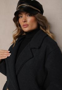 Renee - Granatowy Dwurzędowy Płaszcz Oversize z Wełną Spolete. Kolor: niebieski. Materiał: wełna. Styl: elegancki #3