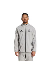 Adidas - Kurtka przeciwdeszczowa z kapturem Real Madrid Competition Tiro 2024/25. Typ kołnierza: kaptur. Kolor: zielony, szary, wielokolorowy. Sport: piłka nożna