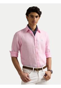 Polo Ralph Lauren Koszula 710968915002 Różowy Slim Fit. Typ kołnierza: polo. Kolor: różowy. Materiał: len
