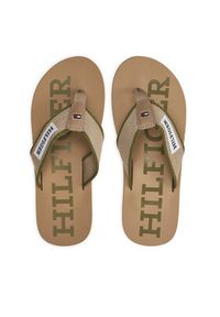 TOMMY HILFIGER - Tommy Hilfiger Japonki Patch Hilfiger Beach Sandal FM0FM05024 Beżowy. Kolor: beżowy