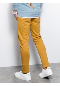 Ombre Clothing - Spodnie męskie dresowe bez ściągacza na nogawce - musztardowe V3 P946 - XXL. Kolor: żółty. Materiał: dresówka #3