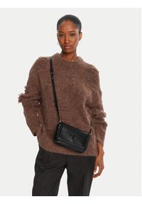 Calvin Klein Torebka Bold Ck Flap Crossbody LV04F1027G Czarny. Kolor: czarny. Materiał: skórzane #5