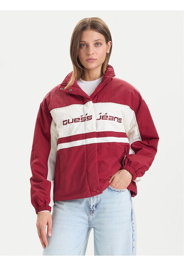 Guess Jeans Kurtka przejściowa W5BL11 WGYL2 Czerwony Regular Fit. Kolor: czerwony. Materiał: syntetyk