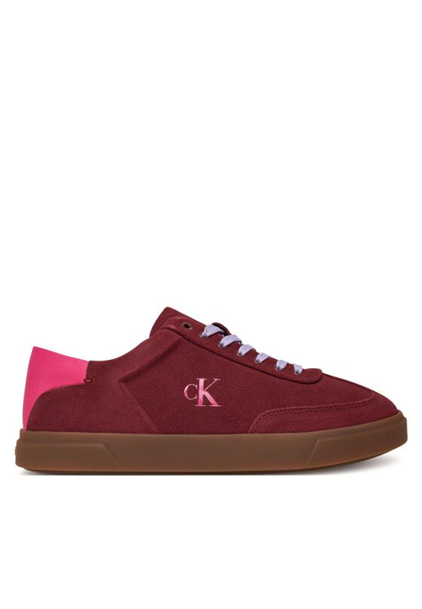 Calvin Klein Sneakersy Low Pro Cups Lace Up Sue Mix Mg HW0HW02683 Bordowy. Kolor: czerwony. Materiał: skóra, zamsz