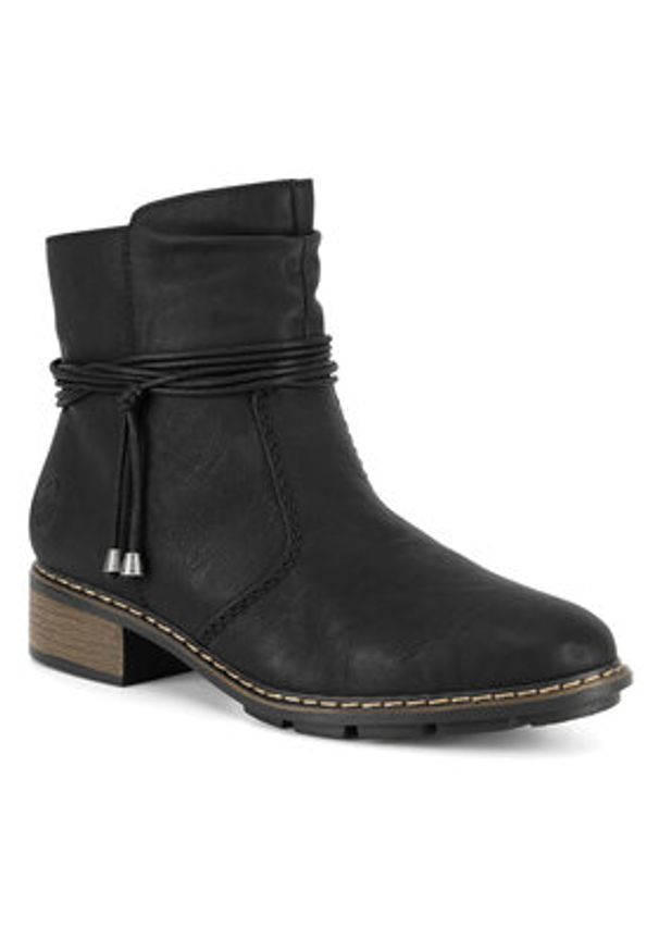 Rieker Botki 77263-00 Czarny. Kolor: czarny. Materiał: materiał