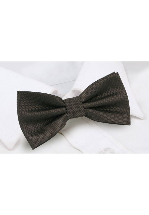 Mucha Męska z Poszetką - Alties - Ciemny Brąz, Drobna Faktura. Kolor: beżowy, wielokolorowy, brązowy. Styl: sportowy, elegancki