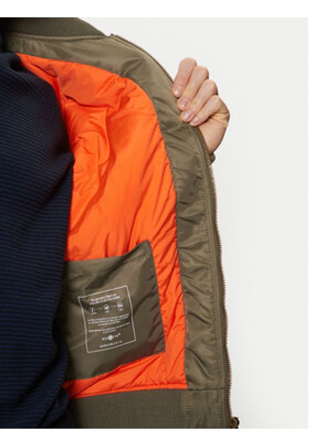 Guess Jeans Kurtka bomber M5RL81 WHAA2 Khaki Regular Fit. Kolor: brązowy. Materiał: syntetyk