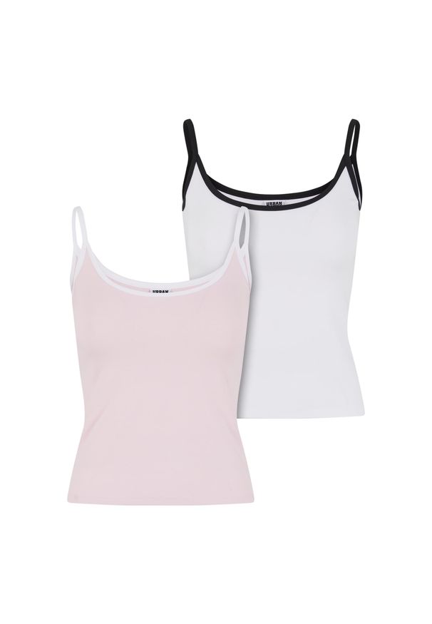 Damski tank top Urban Classics Contrast Basic (x2). Okazja: na co dzień. Kolor: różowy, wielokolorowy, biały. Styl: casual, elegancki