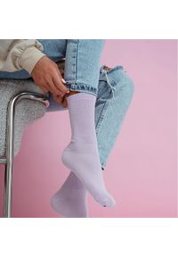 Milena - Fioletowe skarpetki damskie 1223. Kolor: fioletowy. Materiał: elastan, bawełna, poliamid, materiał #1