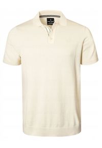 Dzianinowa Koszulka Polo - Pako Jeans - Ecru. Okazja: na co dzień. Typ kołnierza: polo. Kolor: brązowy, beżowy, wielokolorowy. Materiał: bawełna. Wzór: ze splotem. Styl: casual #1