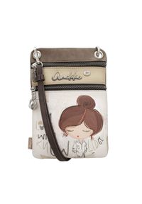 Torebka damska Anekke, z dekoracyjnym nadrukiem i metalowym logo zapinana na suwak wyposażona w dwie praktyczne kieszenie z przodu oraz regulowany pa. Kolor: beżowy. Wzór: nadruk. Styl: casual, elegancki, klasyczny. Rodzaj torebki: na ramię #9