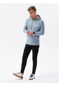 Ombre Clothing - Bluza męska hoodie z nadrukiem na plecach - niebieska V1 B1357 - XXL. Kolor: niebieski. Materiał: bawełna. Wzór: nadruk #4