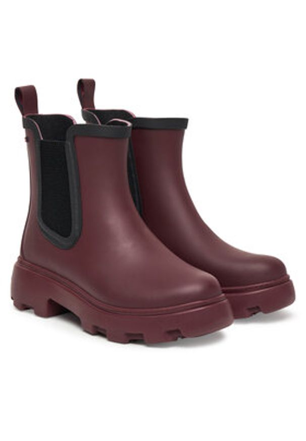 TOMMY HILFIGER - Tommy Hilfiger Kalosze Flag Ankle Warm Lining FW0FW08974 Bordowy. Kolor: czerwony. Materiał: kauczuk, syntetyk