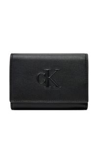 Calvin Klein Jeans Mały Portfel Damski LV04K1078G Czarny. Kolor: czarny. Materiał: skóra