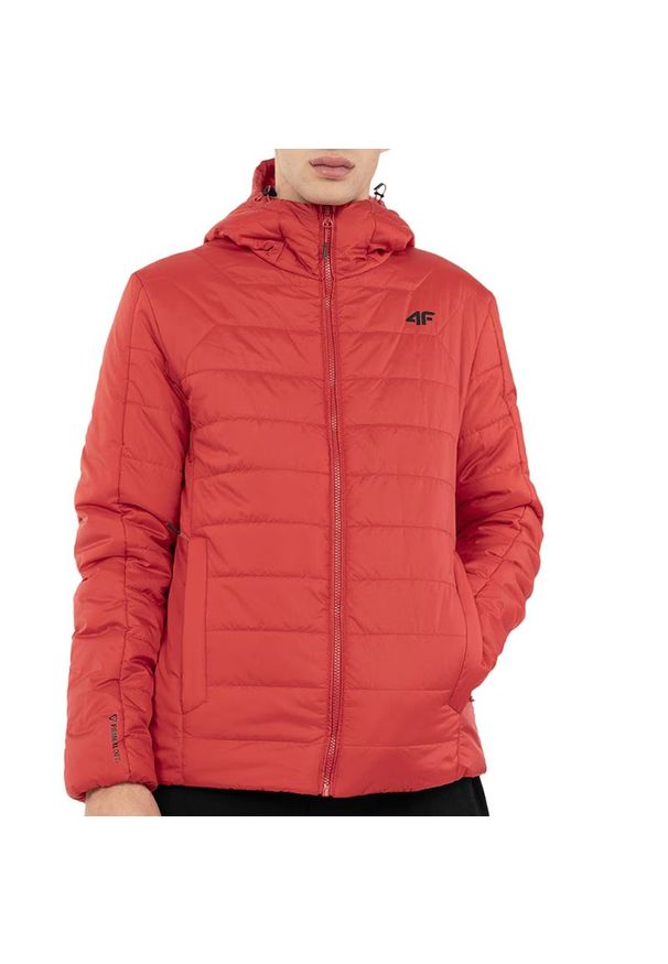 4f - Kurtka 4F Primaloft Black Eco H4Z22KUMP00661S - czerwona. Okazja: na spacer. Kolor: czerwony. Materiał: poliester, puch, syntetyk. Technologia: Primaloft. Sezon: zima. Sport: turystyka piesza
