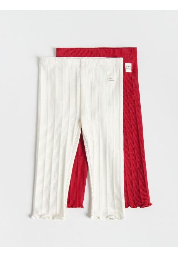 Reserved - Prążkowane legginsy z bawełny 2 pack - czerwony. Kolor: czerwony. Materiał: prążkowany, bawełna