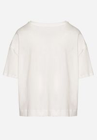 Born2be - Biały Bawełniany T-shirt Ozdobiony Cyrkoniami Fadelis. Okazja: na spotkanie biznesowe, na co dzień. Kolor: biały. Materiał: bawełna. Wzór: aplikacja. Styl: casual, elegancki, biznesowy #3
